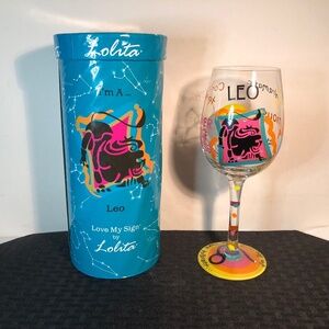 “ Leo” Lolita Hand Painted wine Glass  Zodiac Sign Birthday Gift